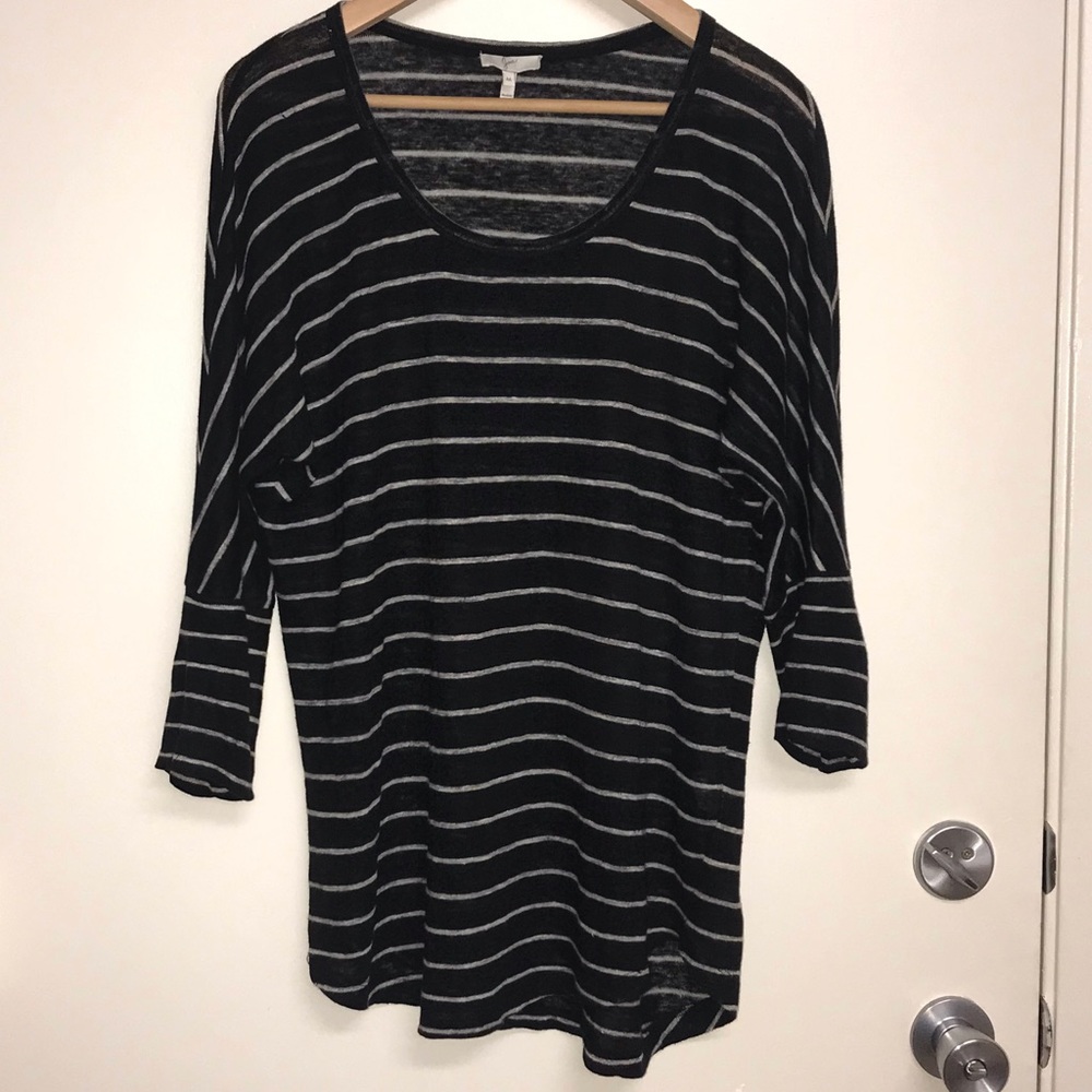 Joie Ashlee Linen Top Black Off White
